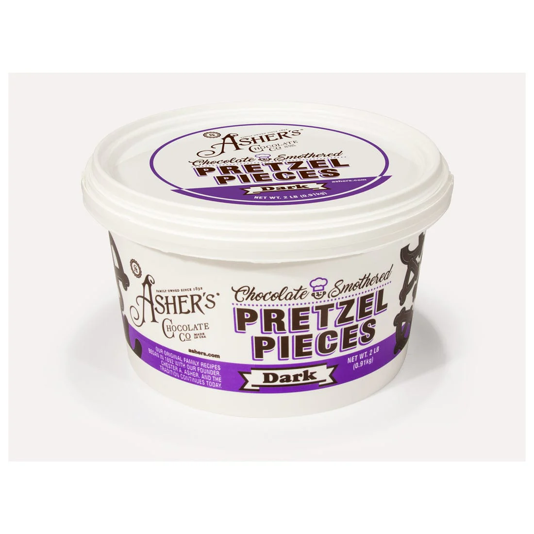 Asher's Dark Chocolate Smothered Pretzel Pieces – 2 lb. Pail