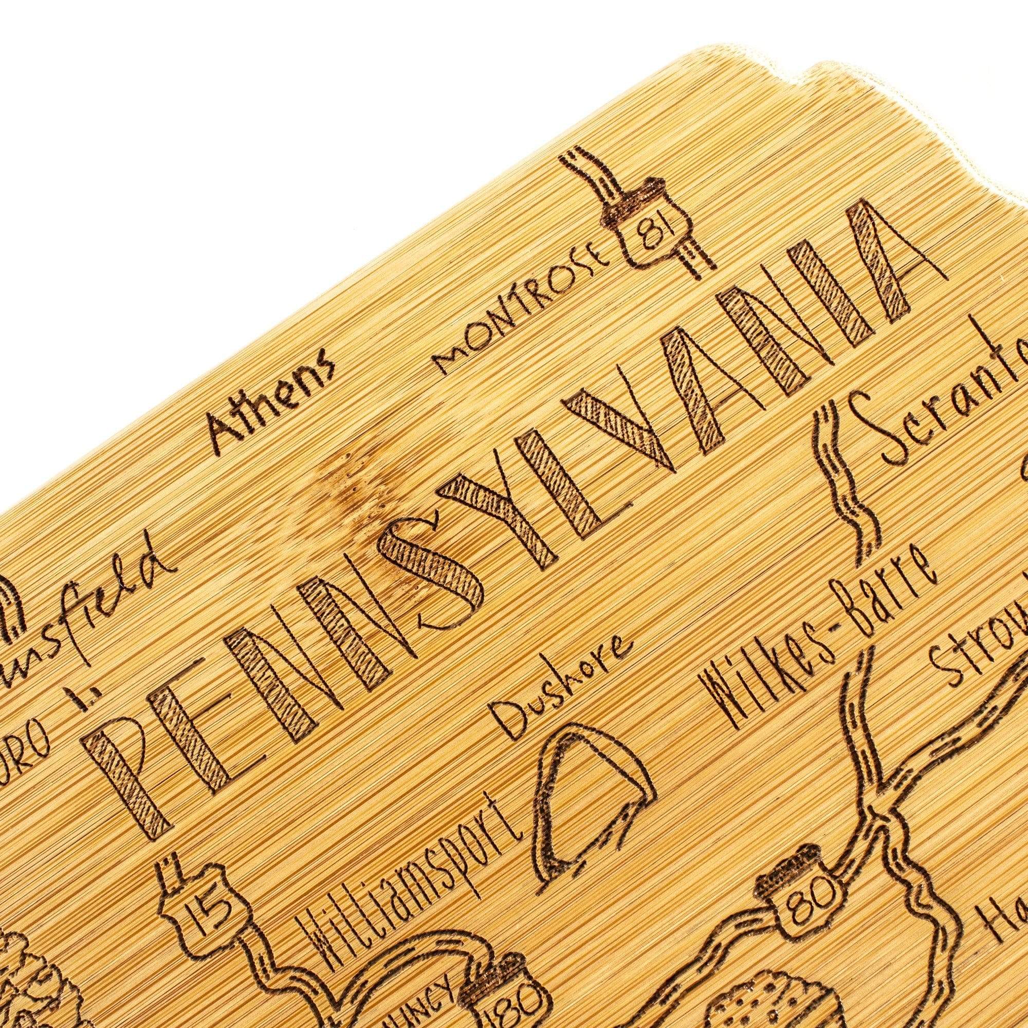Destination Pennsylvania State Shaped Bamboo Serving and Cutting Board - Image 5