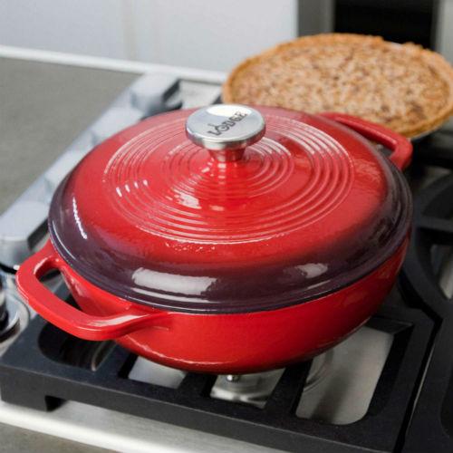 Lodge Color Enamel Cast Iron 3 qt. Dutch Oven - Island Spice Red - Image 3