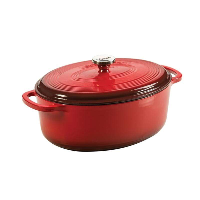Lodge Color Enamel Cast Iron 7 qt Oval Dutch Oven - Island Spice Red