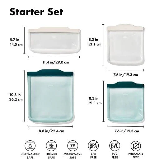 OXO Silicone Reusable Bag - 4 Piece Starter Set - Image 5