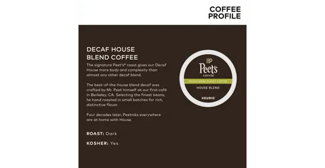 Peet's Coffee House Blend Decaf K-Cup Coffee - 22 Count Box - Image 4