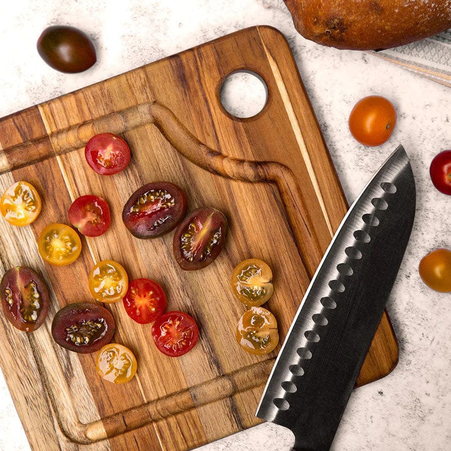 TeakHaus Square Marine Cutting Board with Juice Canal - Image 2
