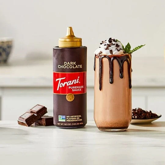 Torani Puremade Dark Chocolate Sauce 16.5 oz - Image 2