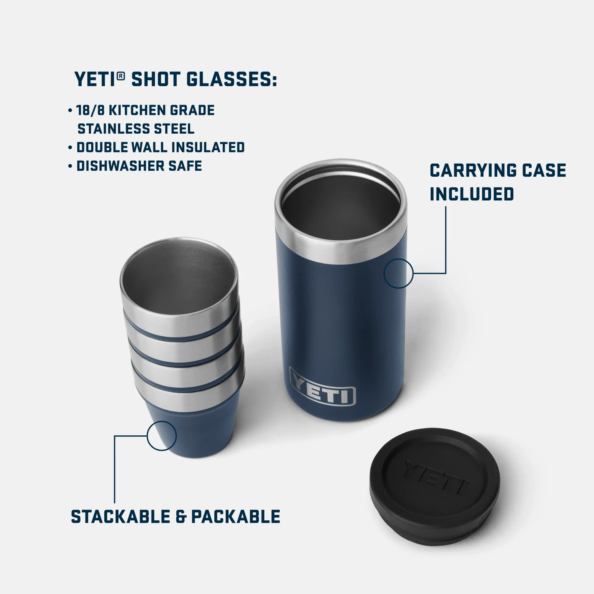 YETI Shot Glasses with Carrying Case - Black - Image 4